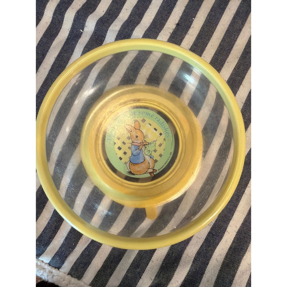Vintage Peter Rabbit Frederick Warne 2000 Plastic Cereal Bowl Yellow Clear Bunny